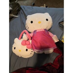 Large Sanrio Hello Kitty Plush Doll With Matching Zipper Purse Pink Outfit